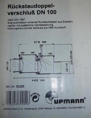 Rückstaudoppelverschluss Upmann 80255 DN 100 für KG Rohre Bild 5