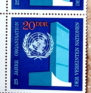 1970: 2 DDR-Briefmarken: 25 Jahre UNO in Bonn!