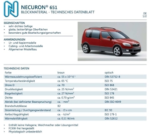 Blockmaterial NECURON 651, NE 651, 1500 x 500 x 100 mm, für Modellbau, Urmodelle, Kopiermodelle Bild 6