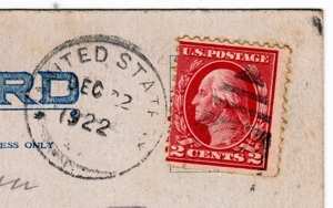 S. S. George Washington, eine wertvolle on Board Postkarte anno 1922 Bild 1