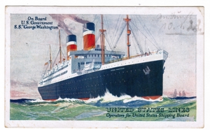 S. S. George Washington, eine wertvolle on Board Postkarte anno 1922 Bild 3