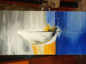 Acryl Bild handgemalt Segelboot im Wind Bild 2