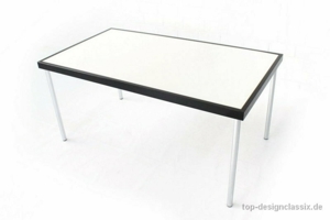 wie neu! Architekten Designer Tisch Chrom weiße Glasplatte Eiche Bild 7