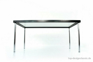wie neu! Architekten Designer Tisch Chrom weiße Glasplatte Eiche Bild 2