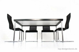 wie neu! Architekten Designer Tisch Chrom weiße Glasplatte Eiche Bild 6