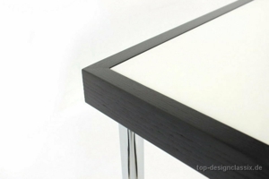 wie neu! Architekten Designer Tisch Chrom weiße Glasplatte Eiche Bild 4