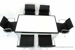 wie neu! Architekten Designer Tisch Chrom weiße Glasplatte Eiche Bild 5