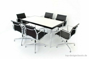 wie neu! Architekten Designer Tisch Chrom weiße Glasplatte Eiche Bild 3