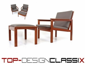 wie neu! Illum Wikkelso 2x Teak Sessel Lounge Chair Vintage Set