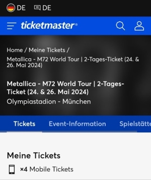 Metallica Ticket München 2024 Bild 3