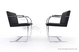 Top! Knoll Brno Chair Leder Freischwinger Stuhl Mies van der Rohe Bild 3
