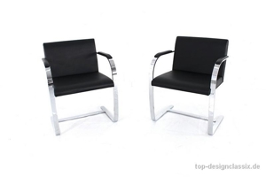 Top! Knoll Brno Chair Leder Freischwinger Stuhl Mies van der Rohe Bild 2