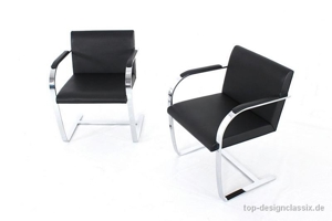Top! Knoll Brno Chair Leder Freischwinger Stuhl Mies van der Rohe Bild 5