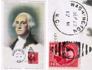 Einzigartige Postkarte mit 2-Cent-Sonderbriefmarke von George Washington Bild 2