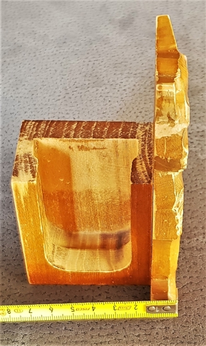 alter, geschnitzter Kleiderbürstenhalter in Form einer Katze Bild 4