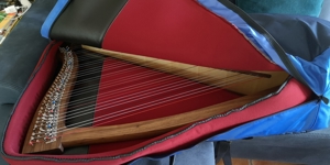 Reise-/Harfe, 7kg, 34 Saiten, Tonabnehmer, Klappfuß, Tasche, gerade eingespielt, neuwertig! Bild 6