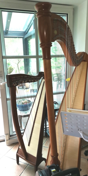 Reise-/Harfe, 7kg, 34 Saiten, Tonabnehmer, Klappfuß, Tasche, gerade eingespielt, neuwertig! Bild 3