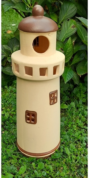 dekorativer Keramik Leuchtturm mit Solar /LED Beleuchtung Bild 2