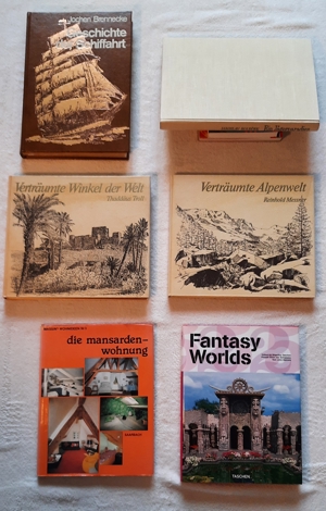 Bildband-Konvolut: 6 Büchern Bereich: Schifffahrt, Landschaft, Jagt, Architektur u. Einrichtung