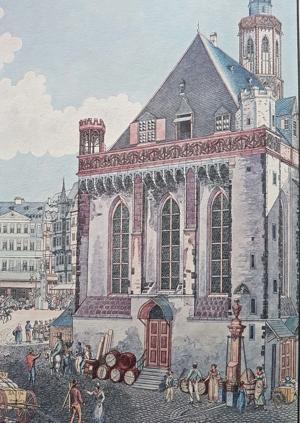 Kupferstich Koloriert Friedrich Wilhelm Delkeskamp Ansicht Römerbergs Nicolaikirche zu Frankfurt Bild 7