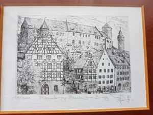 Set Radierung Grafik Nürnberg Altstadt Sebald Burg Franken Original Bild Signiert Limitiert Bild 2