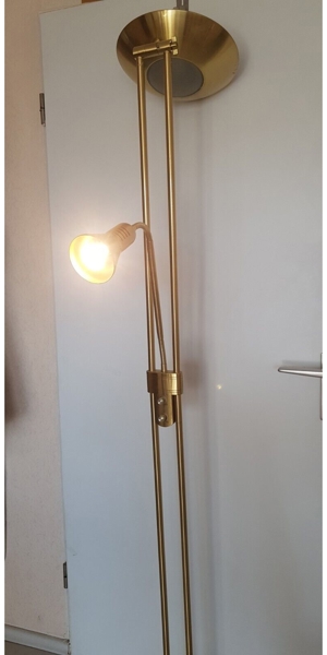 TCM LED Stehleuchte Stehlampe Deckenfluter Spock goldfarben 180cm Lesearm Bild 13