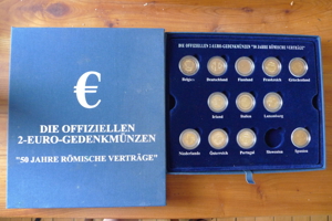 12 Stk. Zwei-Euro Gedenkmünzen Sammlung, 50 Jahre römische Verträge