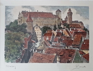 2x Nürnberg Altstadt Burg Grafik Stiche Edeldruck Bild Kunst Rahmen Franken Kunst Bild 3