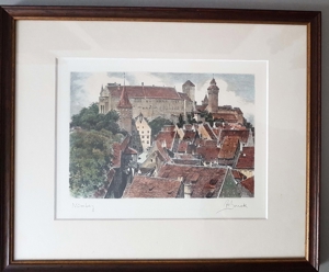 2x Nürnberg Altstadt Burg Grafik Stiche Edeldruck Bild Kunst Rahmen Franken Kunst Bild 2