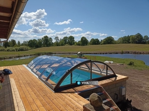 Poolüberdachung GFK Pool Dach Klasik Clear B 8,6m mit Poolroboter Vivapool Bild 3