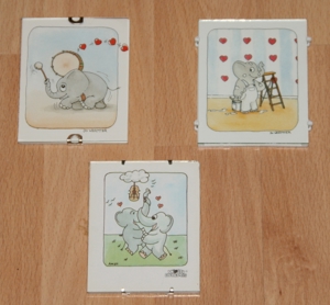 Kleine Bilder - 8 x 6,5 cm - Elefant - Herz - Kinderzimmer Bild 2