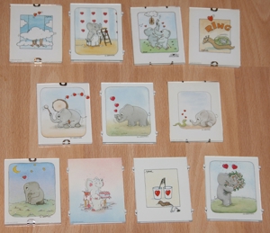 Kleine Bilder - 8 x 6,5 cm - Elefant - Herz - Kinderzimmer Bild 1