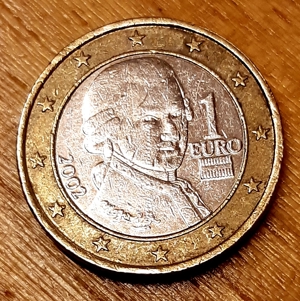 2002 Österreich: 1 Euro (W. A. Mozart), Fehlpr.! Bild 1