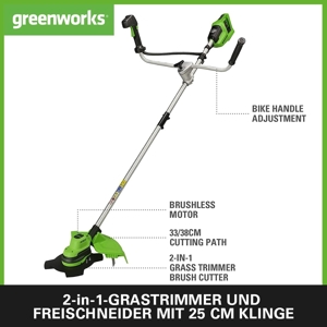 Greenworks GD24X2BCBK4x Akku Freischneider mit bürstenlosem Motor Bild 4