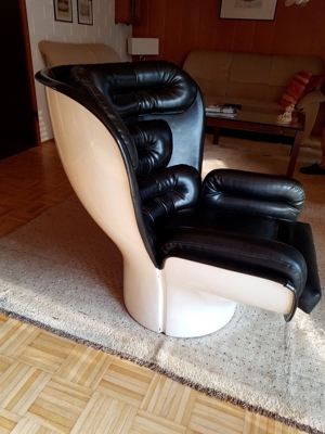 Joe Colombo Elda Lounge Chair Designer Sessel 60er weiß schwarz Kunstleder Bild 2