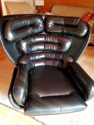 Joe Colombo Elda Lounge Chair Designer Sessel 60er weiß schwarz Kunstleder Bild 3