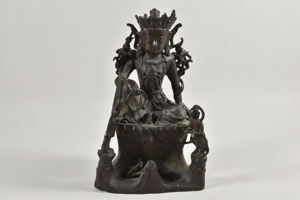 Asiatika Bronze Figur Buddha signiert Bild 4
