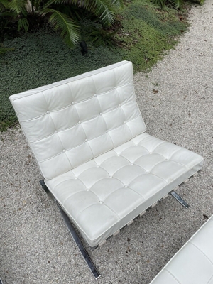 Knoll Barcelona Stuhl & Ottomane Weiß gestempelt 100% authentisch - 2 Sets Bild 2