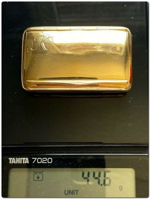 Gold Dose Pill Box 750 18 Karat 44 Gramm signiert Emil Brenk Pforzheim