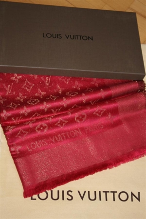 Louis Vuitton Tuch Monogram Shine Scarf Schal Rot Bild 7