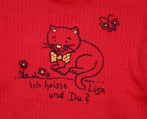 Roter Schlafanzug - Größe 92 - Pyjama - 2teilig - "Katze" Bild 3