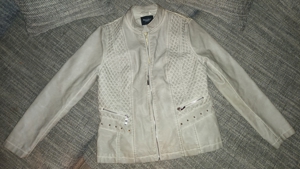 NEU! Bexleys Woman Damen Kunstlederjacke Gr. 38 40 hellgrau Used Look Stehkragen Modehaus ADLER