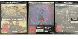 Sicario 1 & 2 ,John Wick 2 &3 4K. Neu