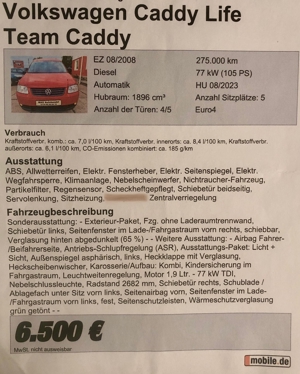 Volkswagen Caddy Life Tüv AU neu! Bild 1