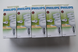 5 Philips Energiespalampen E 14, 8 Watt, 505 Lumen, Neu u. OVP