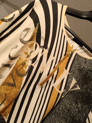 Damen Kurzarm-Shirt Creation L Größe 50, braun-schwarz-gold Bild 2