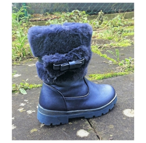 Gr. 31, gefütterte Winter Stiefel / Snow Boots, dkl.-blau, glänzend Bild 2