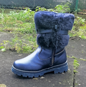 Gr. 31, gefütterte Winter Stiefel / Snow Boots, dkl.-blau, glänzend Bild 4