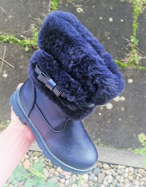 Gr. 31, gefütterte Winter Stiefel / Snow Boots, dkl.-blau, glänzend Bild 7