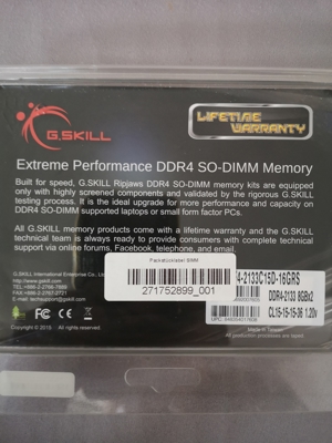 GSkill Ripjaws 2x8GB SO-Dimm DDR4-2133 cl15-15-15-36 Bild 2